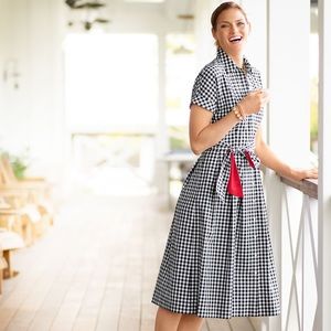 Talbots Black & White Gingham Shirt Dress Women’s Size 2 petite excellent condi…
